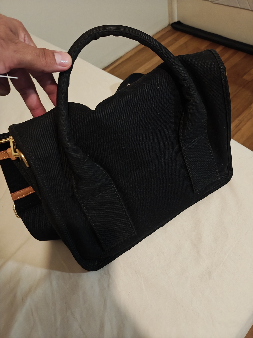 Prada Black Crossbody Satchel with Tan Leather Accent - Picture 11 of 14